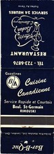 Au p'tit Bedon Rimouski Quebec Vintage Matchbook Cover 1960s picture