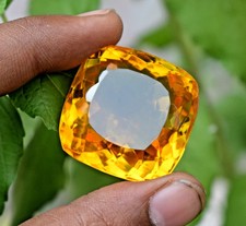 141 Ct Huge Cushion Cut Yellow Citrine Certified Flawless Loose Gemstone picture