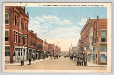 Jefferson Street South from Matilda Huntington Indiana IN Theatre 1924 Postcard picture