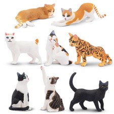 Toymany 8-pcs Cat Animal Figurine, Realistic, Collectible Hand-painted  Toy Gift picture