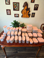 TupperwareModular Mates 33 pieces with strawberry-cream pink lids picture