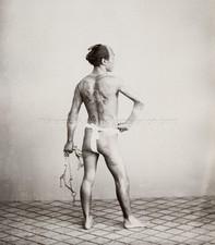 Japanese Man Full Body Irezumi Tattoo Chonmage Hairstyle Vtg. Photo 19thC. picture