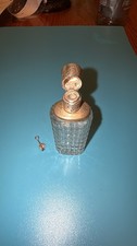 Antique Manganese Glass Perfume Bottle Sterling Silver Top And Dauber picture
