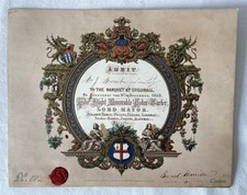 V Rare Antique Signed Victorian Ephemera 1859 GUILDHALL BANQUET with Wax Seal picture