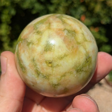 Lemon Jade Serpentine Sphere 59mm 11oz Pink Green UV Reactive Crystal Ball picture