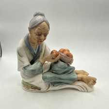 Vintage E. W. Princess China Figurine - Old Woman With Fruit - 6