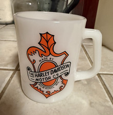 1950s-1960 Harley-Davidson Milk Glass Mug Federal Glass Company Made USA RARE  picture