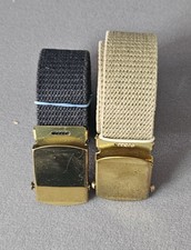 2 ea  Vintage US Military Brass Buckle Black Belt and Tan Belt picture