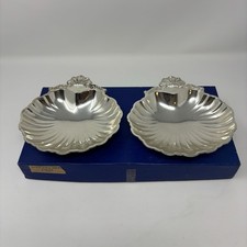 Eales No 936 Shell Dishes Silverplate Scallop Footed Japan Pair Box 1779 Vtg picture