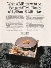 Seagate ST251 Hard Drive Vintage Magazine Ad Computer Tech 1980s picture