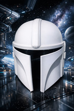 Star Wars The Mandalorian 3D Printed Helmet For Cosplay - White picture