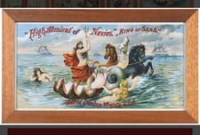 1891 Chromolithography High Admiral of Navies King of Seas Tobacco Label Framed picture