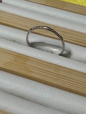 925 Sterling Silver Dainty Stacking Ring Textured Diamond Cut Minimalist Band Sz picture