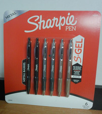 NEW 6 SHARPIE S GEL METAL 2 EA GUNMETAL GRAY BLACK BARREL MEDIUM 0.7 BLACK INK picture