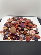 Vintage Red Pink Purple Orange Buttons Huge 100+ Mixed Button Craft Sewing picture