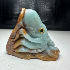 Natural Crystal Mineral Specimen. Amazon stone. Hand-carved OCTOPUS.Gift.BX picture