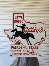 VINTAGE GILLEY'S PORCELAIN SIGN OLD PASADENA TEXAS DANCE CLUB HONKY TONK 24
