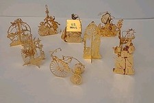 Vintage Danbury Mint Gold-Plated Christmas Ornaments: Lot of 8 picture
