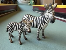 Schleich 2008 Zebra Stallion 14391 + Foal 14393 Figure African Safari Baby Toy picture