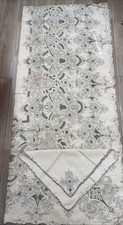 Vintage Hand Worked Tablecloth 66x148 12 Napkins Floral Embroidery Cutwork picture