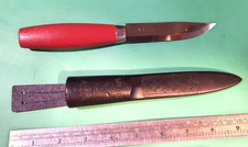 Vintage KJ Eriksson Mora Sweden Knife – Red Wood Handle + Original Sheath picture
