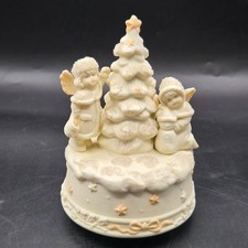 Little Miracles Porcelain Music Box WHITE CHRISTMAS by Russ Berrie Watch VIDEO picture