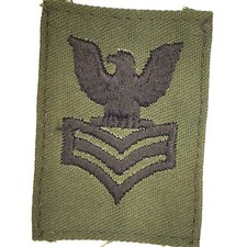 VTG US Navy PO1 Petty Officer First Class E‑6 Patch ODG Black TE 2‑3/8