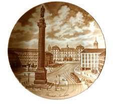 Kaiser W. Germany Brown Transferware Plate #20 Darmstadt Luisenplatz 1970s 10.5