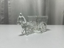 Vintage Jeanette Glass 1930's Clear Donkey Cart Candy Trinket Dish 10” picture