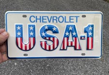 Genuine Vintage NOS 1970s Chevrolet USA-1 License Plate Small Hole New Old Stock picture