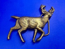 Deer Buck Stag Archery Hunting Hunter Brass Tone Cutout Western Belt Buckle picture