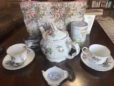 Vintage - Allyn Nelson Collection Fine English Bone China Tea Pot & Cup For 2 picture