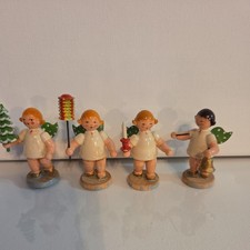 VTG RARE SET 4 ERZGEBIRGE WENDT KUHN EXPERTIC GERMAN WOODEN CHRISTMAS ANGELS picture