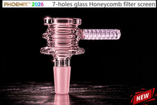 Phoenix ⭐ 14mm Thick Glass Bowl Transparent Pink Honeycomb Screen 🔥💨💥🚀🪐 🌌 picture