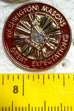 WASHINGTON MASONS GREAT EXPECTATIONS Red Enamel Brooch Lapel Tack Pin  picture