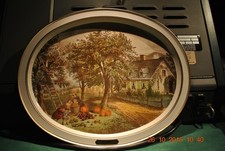 Currier and Ives Tray  -- AUTUMN picture