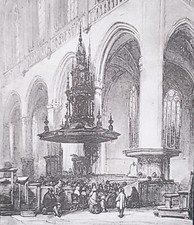The Sermon, Johannes Bosboom, Magic Lantern Glass Slide picture