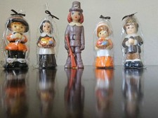 Vintage ’80s Kmart Thanksgiving Pilgrim Figural Wax Candle Lot Set 5pc NOS picture