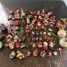 Vintage Christmas Ornaments Figurines Lot 80 Pieces Mostly Wooden Some Resin picture