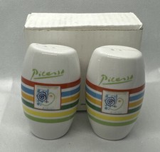 2007 Pablo Picasso Salt & Pepper Shakers Stripes Face Cubism Art Red Blue NIB picture