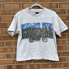 Vtg Chicks Harley Davidson White T Shirt Sz M Albuquerque Double Sided Print picture