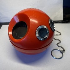 Vintage Panasonic Radio Round Panapet Model R-70 Red Portable AM Orb W/Chain picture
