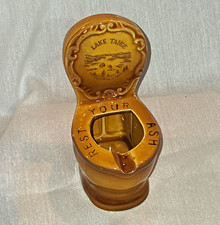 Vintage 1970s Lake Tahoe California Souvenir Toilet-Shaped Ceramic Ashtray picture