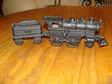 VINTAGE CAST IRON TRAIN ENGINE & CAR picture