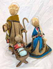 Vintage Nativity Set Burlap Fransart Joseph Mary Baby Jesus - Hand Made in ITALY picture