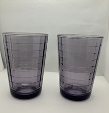 Pasabahce Amethyst Purple Block Optic Glass Juice Tumblers 6 Ounce picture