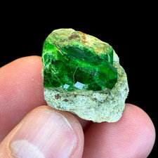 Natural Demantoid Garnet Crystal Cluster on Matrix Rare Green Andradite Gemstone picture