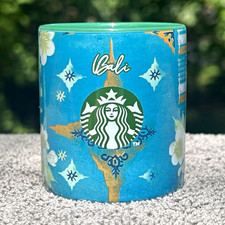 Starbucks Bali Blue Green White Floral Ceramic Mug 2023 Coffee & Tea 3 fl oz picture