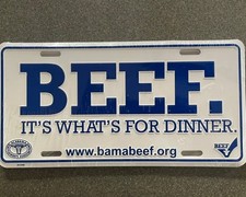 BEEF It's What's For Dinner METAL License Plate - blue Raised Letters EAT BEEF picture