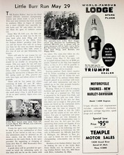 1960 Columbus Ohio Little Burr Run Motorcycle Racing - 1-Page Vintage Article picture